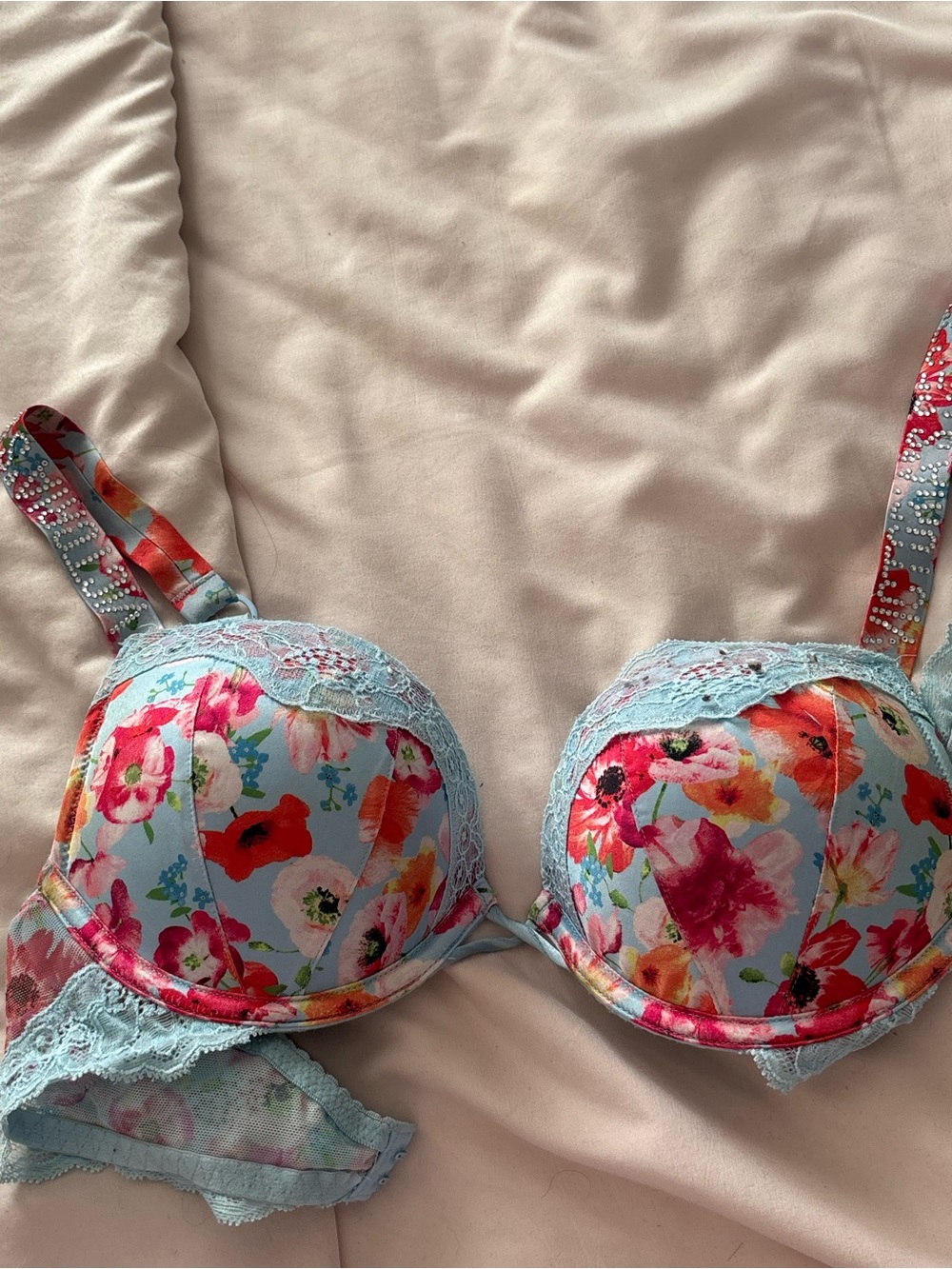 Floral Lace Underwire Push-Up Bra in Light Blue Victoria’s Secret